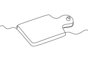 one continuous line drawing of cutting board on white background. cooking and kitchen concept vector