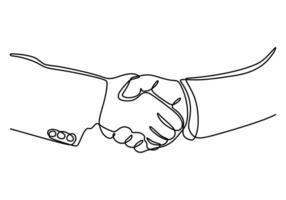 continuous one line illustration of a handshake. vector