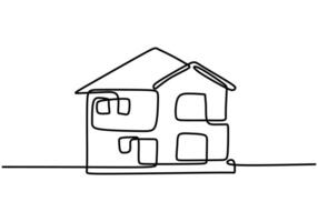 Continuous one line drawing of a miniature house vector