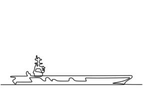 Continuous one line drawing of submarine military vector