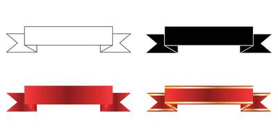Ribbon design in various style outline, flat, and gradient color vector