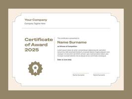 Modern certificate of award for business. Simple trendy certificate template for multipurpose vector