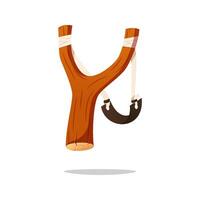 Simple sooden slingshot from branches isolated on white background. vector