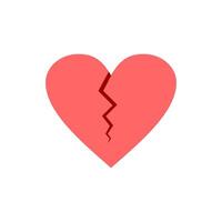 broken heart with a cracked or broken effect, symbolizing feelings of heartbreak or loss. broken heart wih red color. broken heart icon for content with heartbreak theme or valentine vector