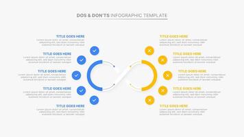 Dos and Donts Comparison Infographic Template with 5 and 10 Options vector