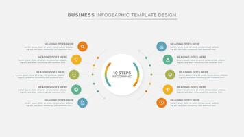 Modern Circular Cycle Infographic Design Template with 10 Data Point vector