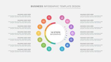 Modern Circular Round Infographic Design Template with 14 Options vector