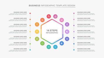 Modern Circular Round Infographic Design Template with 14 Data Point vector