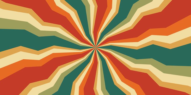 retro vibes sunburst colorful curved lines