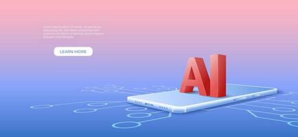 technology background with ai text on mobile phone vector