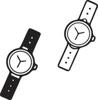Minimal wristwatch icon set in black and white style vector