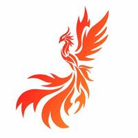 Stylized Phoenix Bird Logo in Fiery Gradient Design vector