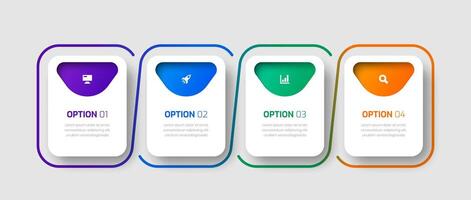 Simple Infographic Label Design Template with Square Icons and 4 Options for Presentation vector