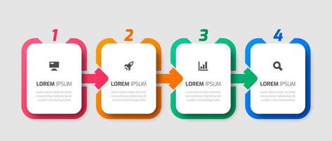 Infographic Label Design Template with Rectangle Icons and 4 Numbers for Presentation vector