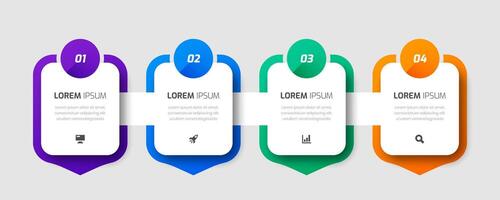 Infographic Label Design Template with Square Icons and 4 Numbers for Presentation vector