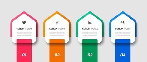 Abstract Infographic Label Template with Icons and 4 Numbers for Presentation vector