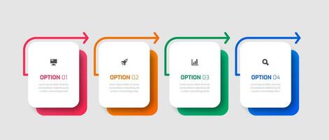 Infographic Label Design Template with Rectangle Icons and 4 Options vector