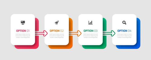 Infographic Label Design Template with Rectangle Icons and 4 Options for Presentation vector
