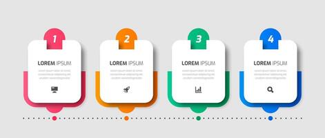 Infographic Design Template with Rectangle Icons and 4 Numbers for Presentation vector