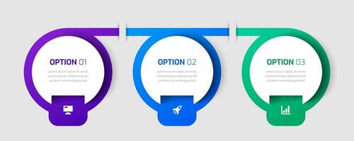 Infographic Label Design Template with Circle Icons and 3 Options for Presentation vector