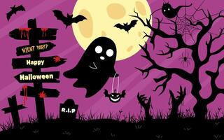 Halloween background with scary elements. vector