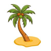 Palm Coconuts Tree on a Sandy Island Illustration Cartoon Design vector