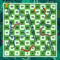 jungle themed snakes and ladders game illustration vector
