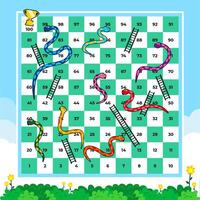 colorful snakes and ladders board game design vector
