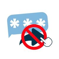 Do Not Share Message or Code Warning. Flat Illustration of Chat Bubble with Share Button Crossed Out. Concept for Cybersecurity, Privacy Protection, OTP Safety, and Digital Communication Alert vector