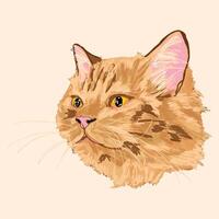 Side Profile of a Fluffy Tabby Cat vector