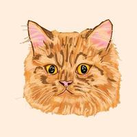 Fluffy Tabby Cat Portrait vector