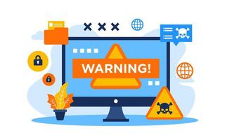 warning computer Cyber Crime Flat Concept Illustration vector