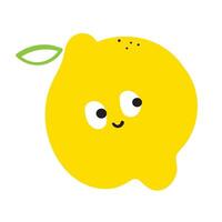 Cute lemon character. Food design. Flat illustration on white background. vector
