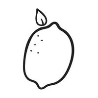 Lemon with little leaf. Outline isolated icon. design on white background. vector