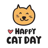 Banner. Cute cat face. Happy cat day. Flat design. illustration on white background. vector