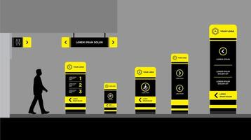 Business pylon signage for direction and navigation in commercial spaces vector