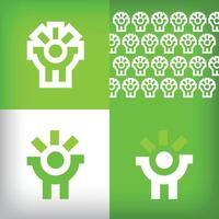 Unique tree human nature relations logo design. Presentation set for company use, Sustainable and development icon vector