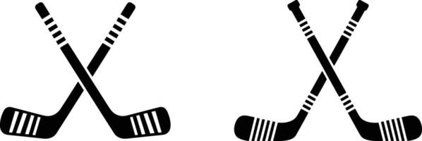 Crossed Black Hockey Sticks with Lines Minimalist Design on Transparent Background vector