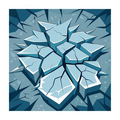 Cracked Ice Platform Isolated Illustration for Games and Design