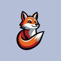 A fox logo with a red and white background vector