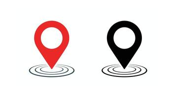 Location Pin Icon Red and Black, Illustration for Maps vector