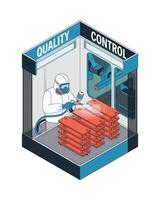 Automated Quality Control Spray Painting with Robot and Worker in Cleanroom Environment vector