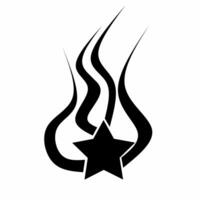 Black silhouette of a shooting star with a black trail on a white background. Suitable for logos about space objects such as meteoroids, comets, asteroids. illustration vector