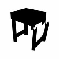 broken table with broken table legs. Isolated on white background. vector