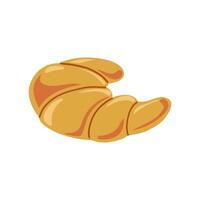 Flat illustration of a hand drawn croissant with textured surface. Isolated on white background. Ideal for bakery, food, and breakfast designs. vector