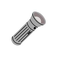 Flat illustration of a hand drawn handheld flashlight with a light beam. Isolated on a white background. Perfect for camping, hiking, night adventures, and emergency design concepts. vector