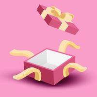 3D open gift box. promotional design element vector
