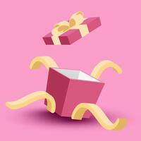 open red box, 3 dimensions vector