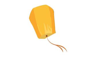 A Yellow Sky Lantern Rising and Floating, Cultural Yellow and Orange Sky Lantern Isolated on a white background vector