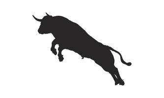 Silhouette of a charging bull, representing strength and power, isolated on a white background. vector